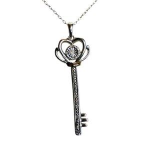 Bridge Diamond  Key Pendant Necklace, 18”